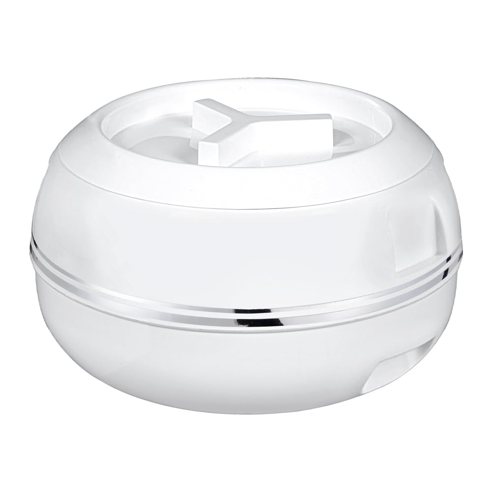 M1SS 5500ml Insulated Casserole Dish 5.5 Litre with Lid Large White Insulated Soup/Salad Serving Dish - Double Wall, Stainless Steel, BPA-Free, with Locking Lid & Chrome Finish Gift Set for Christmas