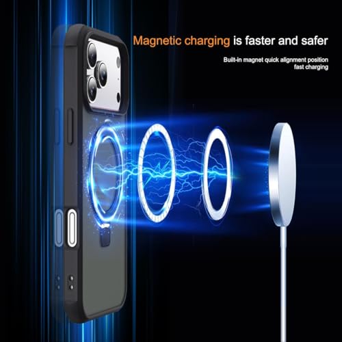 Image of iPhone 17 Pro Magsafe Stand Case | Matte Design & 360 Protection | Military-Grade Apple iPhone 17 Pro Cover | Ultra Premium - Black