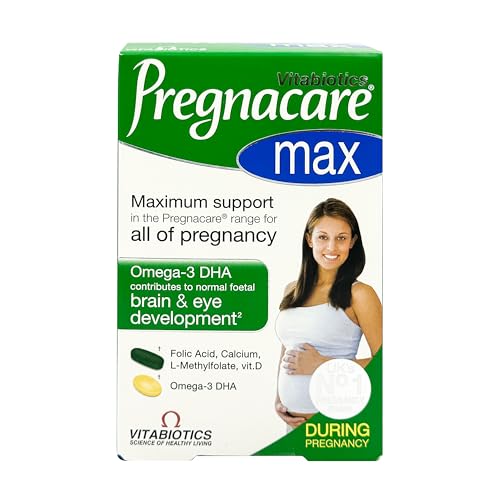 Vitabiotics Pregnacare Max | Maximum Pregnancy Support with Omega-3 DHA Folic Acid Calcium L-Methylfolate & Vitamin D & Supports Baby Brain & Eye Development | 56 Tablets + 28 Capsules