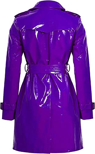 Womens Fashion Outdoor Wet Look Clothing Shiny | Raincoat PVC Leather Trench Coat3
