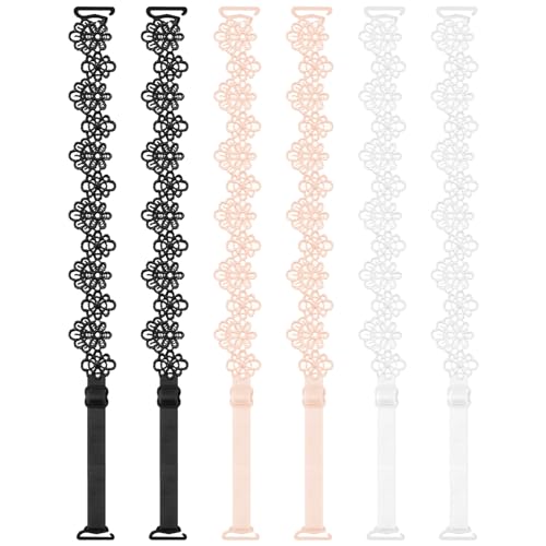 3 Pairs Women's Bra Straps Replacement Elastic Bra Shoulder Straps Non-Slip Lingerie Straps for Women Girls Tops Dress (Flower Lace)