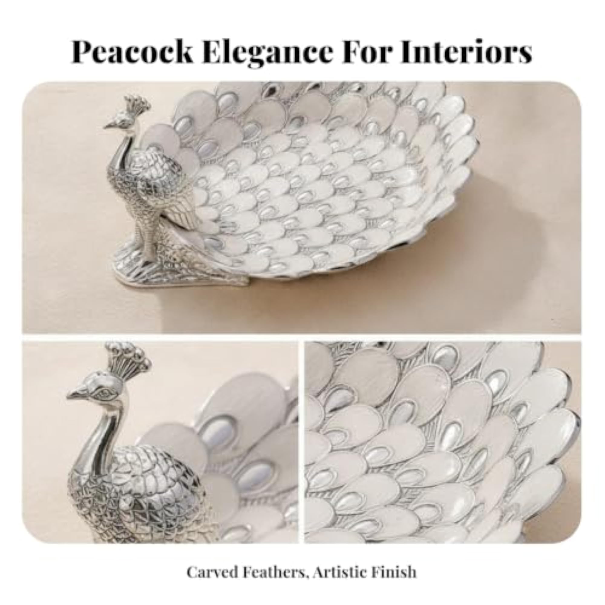 Glossy Decorative Fruit Tray, Peacock Design