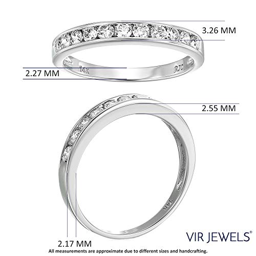1/2 carat (ctw) Diamond Wedding Anniversary Band for Women, Half Eternity Round Diamond Engagement Ring 14K White Gold Channel Set 0.50 cttw, Size 4.5-104