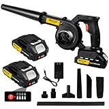 ブロワー 洗車 強力 ブロアー 充電式 ブロワバキューム 2000mAh大容量バッテリー 2個搭載 PSE認定 マキタ18Vバッテリー対応可能 電動ブロワー 小型 軽量 送風と集塵1台2役 落ち葉の吹き飛ばし 庭掃除 洗車後の水滴吹き飛ばし 日本語取扱説明書付き