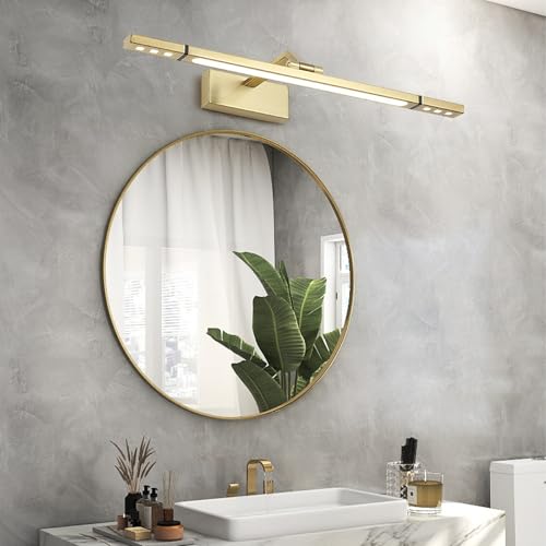 Lámpara de espejo dorada en metal impermeable con aplique moderno LED