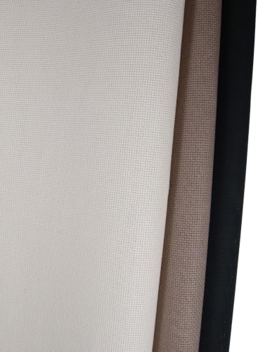 Image of KCS 3 pc of 15 inch x 18 inch(38cmx45cm) 16 Count Cross Stitch Cotton Aida Cloth Needlework Rolled Fabric Box,16CT,Ecru+Coffee+Black
