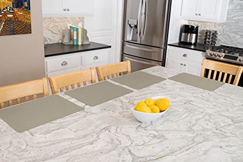 Gasare, Silicone Placemats For Dining Table, Kids Placemats, Table Mats, Nonslip, Washable, Heat Resistant, Flexible, 20% Thicker, 16" X 12" X 1.1Mm, Set Of 4, Taupe #TOP6