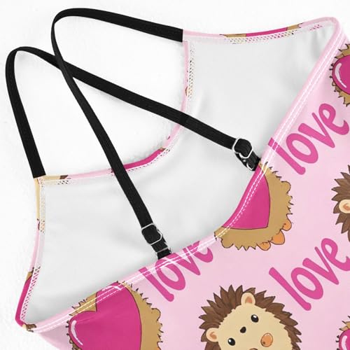 Girl's One Piece Swimsuit Cute Hedgehog Love Beach Bathing Swimwear4