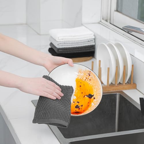 Image of 100% Cotton Kitchen Dish Towels Set, 16 inch x 25 inch Super Absorbent and Soft Kitchen Towels, Pack of 8 Dish Cloths for Drying Dishes (400 GSM)