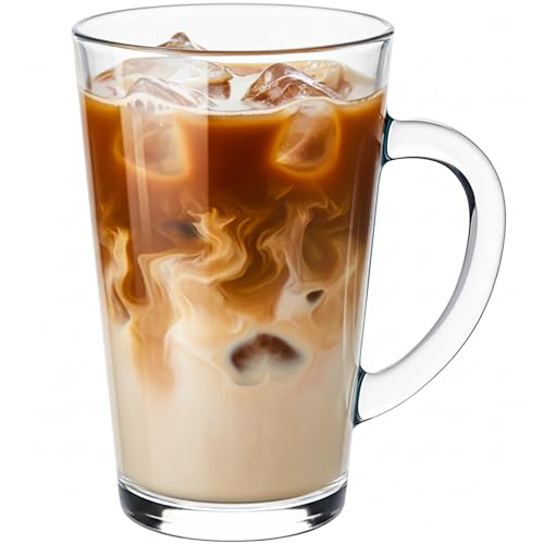 KONZEPT Latte Macchiato Gläser Set 6-teilig – 300 ml Kaffeetassen aus Glas mit Henkel, hitzebeständig & spülmaschinengeeignet, ideal für Kaffee, Tee, Latte, Heißgetränke