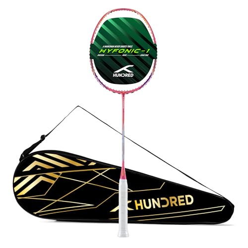 Image of Hundred Hyfonic 1 (Unstrung) Badminton Racket | Graphite Frame | Precision Control Racket | Balanced Feel for Accurate Shots | Max Tension 30 lbs | Full Cover Included