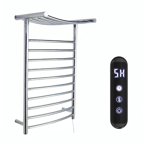 Toallero eléctrico de pared en acero de 10 barras con estante superior 2