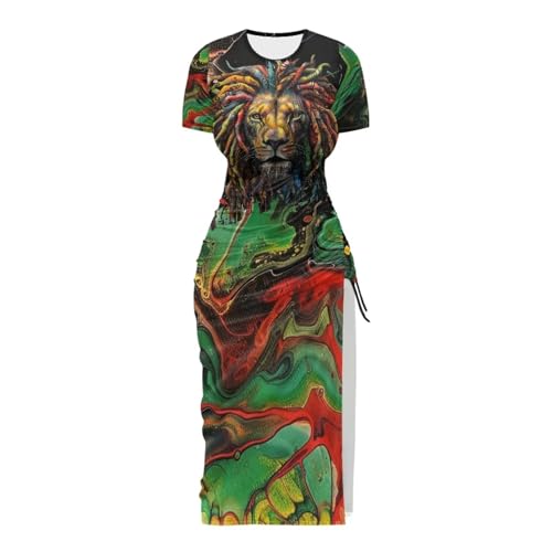 Image of Short Sleeve Dress for Women,Sexy Bodycon Dress,Plus Size Slit Dress,String Design s-4xl