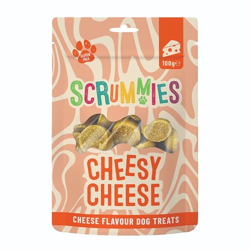 Scrummies Cheesy Cheese Dog Treats Oven Baked Bite Size Treats Gluten Free No Added Sugar Low in Fat Healthy Cheese Flavour Treats for Dogs 12+ Weeks | 100g