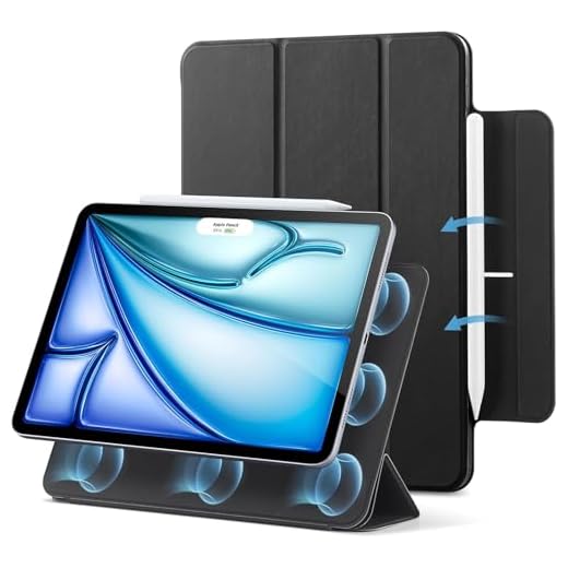 ESR Magnetiskt fodral för iPad Air 4 2020 (11 tum)/iPad Pro 11 2018, trippelvikt smart fodral, magnetiskt fäste, stödpenna 2, rebound-serien, svart