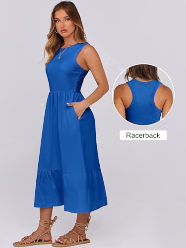 Image of ANRABESS Women Midi Dresses 2026 Summer Casual Sleeveless Sundress High Neck Tank Top Racerback Flowy Beach Dress & Pockets