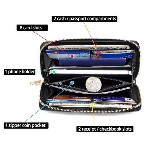 Giraffe Print Women Large Capacity Wallet PU Leather Zipper Clutch Purse for Smart Phone/Card/Coin/Cash3