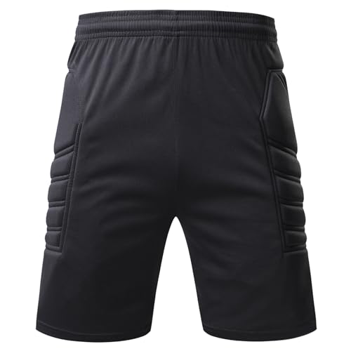 WEANGCW8238JIAN Boys Padded Soccer Goalie Short Sweat-Wicking Protective Goalkeeper Shorts with Adjustable Waist (US Alpha XX-Small X-Large Regular Black)