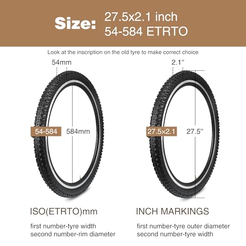 GRELiving Bicycle Tyres + Inner Tube 27.5 x 2.1 Inch Bike Tyres for Mountain Bike/City Bike/Road Bike, Black, 27.5x2.10 - Image 2