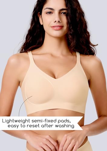 Wireless Bras for Women No Underwire Seamless Bra Full Coverage V Neck Push Up Bralette Ultra Comfortable Tshirt Bra3
