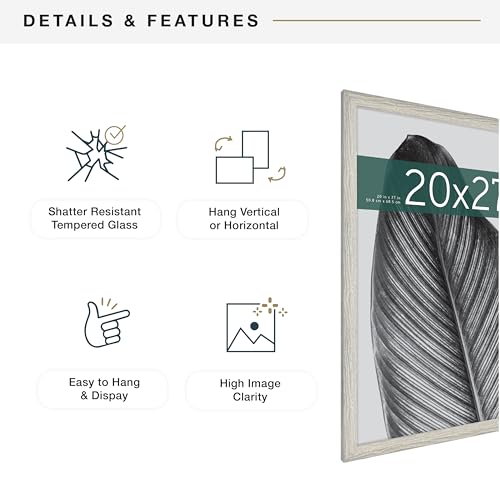 MCS Studio Gallery 20x27 Poster Frame Gray Woodgrain, Vertical & Horizontal Wall Hanging Large Picture Frame for Photos, Posters & Art Prints (1-Pack)