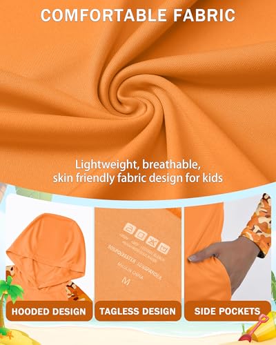 Image of Boys Rash Guard Swim Hoodie, Kids Long Sleeve Sun Fishing Shirts