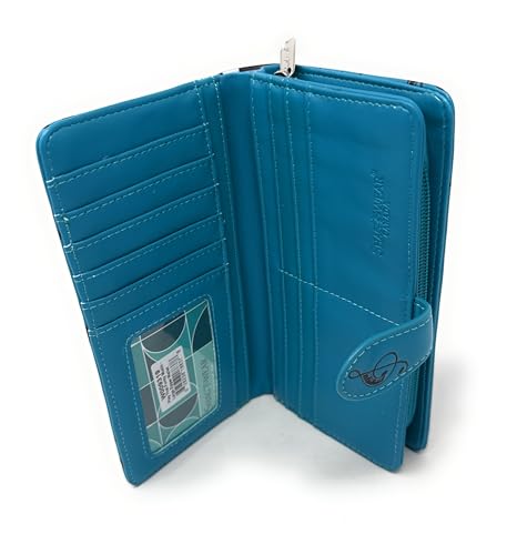 Shag Wear Play That Funky Music Large Piano Wallet for Women and Teen Girls Vegan Faux Leather Teal 7"4