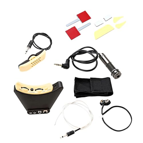 Micro guitare folk acoustique portable noir en plastique et métal pour un son clair