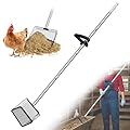 10in Wide Stainless Steel Chicken Poop Scooper with Adjustable Handle,36"-62" Long,Detailed mesh Design,Easy to Use Cleaning Tool for Chicken Coop, Sand Sifting