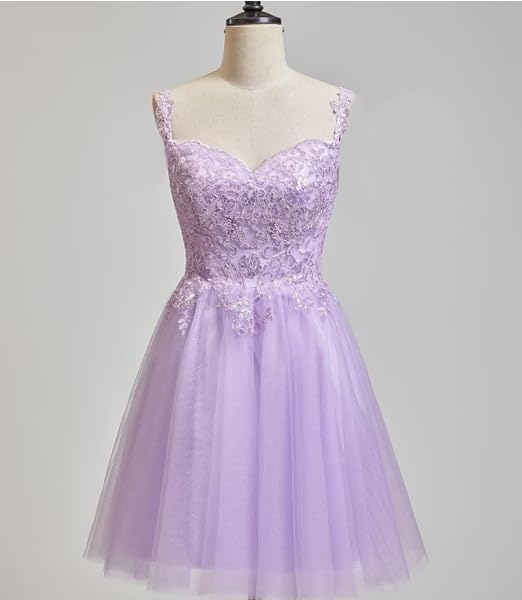 Sparkly Lace Appliques Homecoming Dresses 2025 Spaghetti Straps Tulle Short Prom Dress DAMA Dresses for Quinceanera3