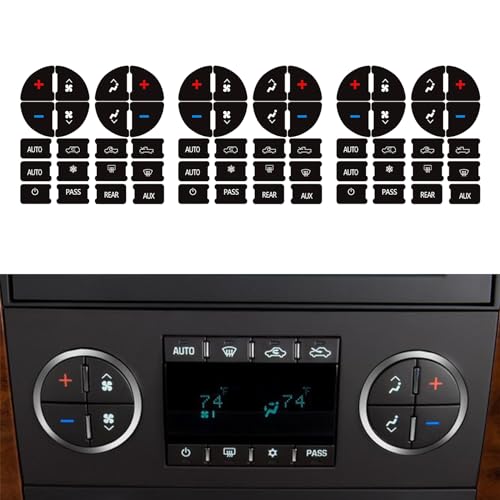 3PCS AC Dash Button Repair Kit, AC & Radio Button Repair Sticker, Decal Replacement for Fixing Ruined Faded A/C Controls, Car Interior Accessories Fit for Chevy and GMC