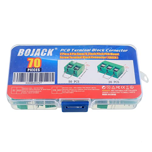 Bojack Green 5Mm 2-Pin & 3-Pin Pitch Pcb Mount Screw Terminal Block Connector For Arduino And Home Electronics Projects(70Pcs) #TOP4