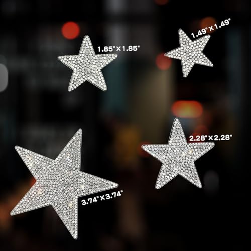 Image of 4Pcs Bling Silver Star Rhinestone Stickers Car Stickers and Decals for Women Bling Car Accessories Mobile Phones Tablets Computers Notepads Water Cups Stickers Decals and Decorations