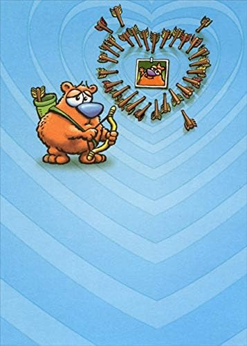 Designer Greetings Bear Shooting Arrows in Heart Shape Funny/Humorous Miss You Card