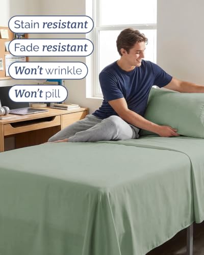 Image of Twin 4 Piece Bed Sheet Set - Soft, Breathable & Cooling Sheets - Eucalyptus