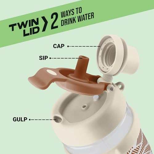 Image of MILTON Champion 1250 2- in-1 Sip or Gulp Lid Tumbler 1.21L | Tritan Plastic Water Bottle with Handle | Leak-Proof, BPA-Free | Perfect for School, Gym, Office, Travel Bottle for Men and Women, Beige