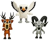 Pack 3 Figuras articuladas 99 Noches en el Bosque – Ciervo Búho y Cabra de 14 cm - Figuras Coleccionables de 99 Nights in the Forest - Decoración Geek, Regalo Original, Muñecos Estilo Cartoon y Terror