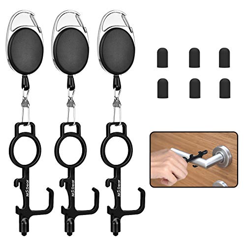 Kontaktloser Türöffner, MS.DEAR No-Touch Türöffner Haken, Portable Hand Door Opener Tool, Infektionsschutz Hygienisch Knöpfe, Elevator Touchscreen Türen Schlüssel Werkzeug Handle Button - 3Pcs