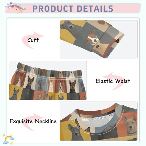 Cartoon Pajamas Set Dog Long Sleeve PJs Cotton Jammies Sleepwear Top and Pants Multicolor4