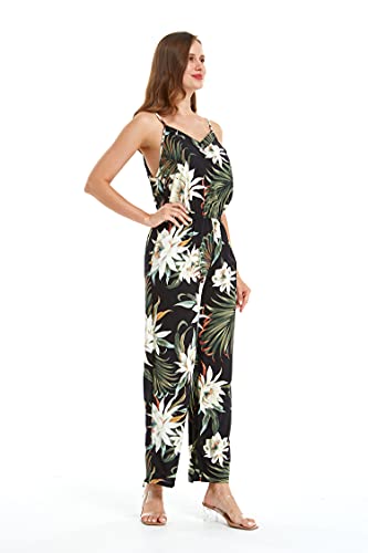 Image of Family Matching Hawaiian Clothes, Wispy Cereus Black | Lightweight 100% rayon • Family matching outfits • Tropical floral print • Beach vacations • Luaus • Cruises • Family photos