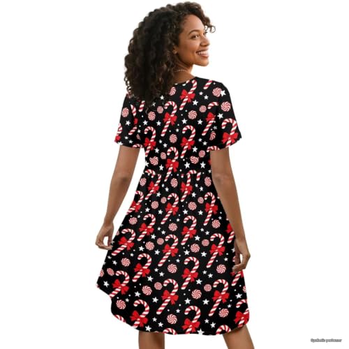 Image of Women's Summer Dresses Short Sleeve Formal Dresses with Pockets | Lightweight polyester fabric delivers cool airflow during hot summer outdoor activities