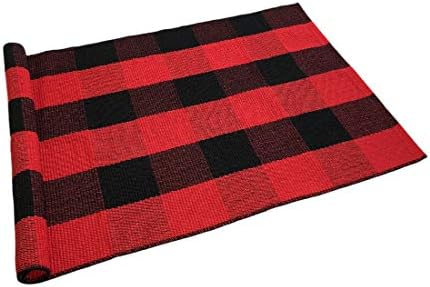 LEVINIS Christmas Buffalo Plaid Rugs- Red&Black Machine Washable Buffalo Check Area Rug for Kitchen/Bath Room/Outdoor/Indoor Front Porch Decor Farmhouse Decor, 51.2''x23.6''