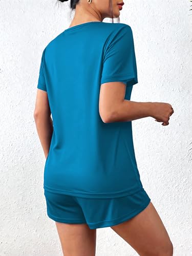 Image of Ekouaer Women's Pajama Sets Short Sleeve Pjs 2 Piece Top and Shorts Sleepwear Comfy Soft Lounge Sets with Pockets