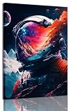 Cool Astronaut Wall Art Abstract Retro Spaceman Poster Picture Colorful Fantastic Universe Space Painting Prints Surrealism Planets Cosmos Mountains And Rivers For Boys Room Canvas Decor Framed