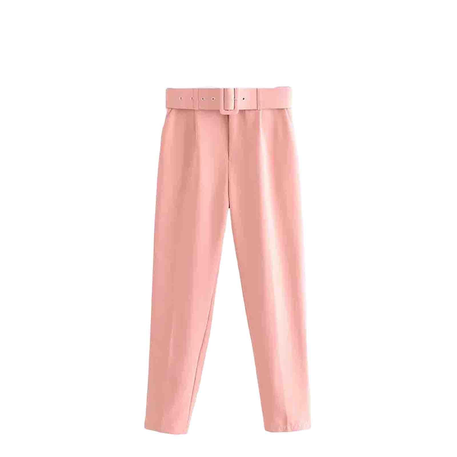 Uillui Womens Straight Leg Dress Pants High Waisted Slim Fit Slacks Pants Dressy Casual Office Work Cropped Pants