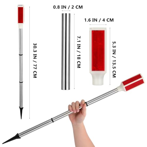 Image of DOITOOL 2 Pcs Driveway Markers Solar Powered, 30 Inch Reflective Red Driveway Reflectors on Poles for Snow Road Outdoor Yard Parking Lots Strobe Warning Landscape Lighting