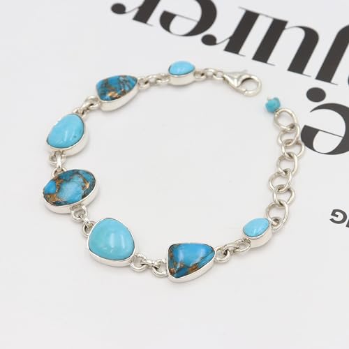 Bracelet en argent sterling et superbe turquoise véritable d'exception