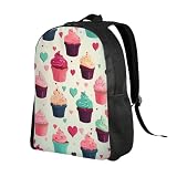 Dwrepo Mochila Cupcake Candy Hearts Sweet Print 40,6 cm, impermeável, leve, mochila de trabalho casual para mulheres e homens, preta, tamanho único, mochilas de viagem