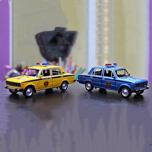 Image of DEUSON ECOM 1:24 Scale Police Toy Car for Kids Diecast Metal Cars Model Police Car Russian Light Sound Pullback with Openable Doors
