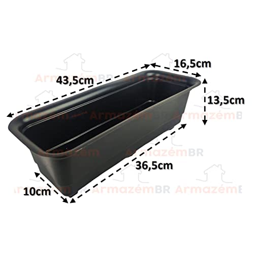 Kit 5 jardineiras floreiras Vasos Retangulares 39cm Planta Flor Tempero Plástico Horta Jardim Vertic